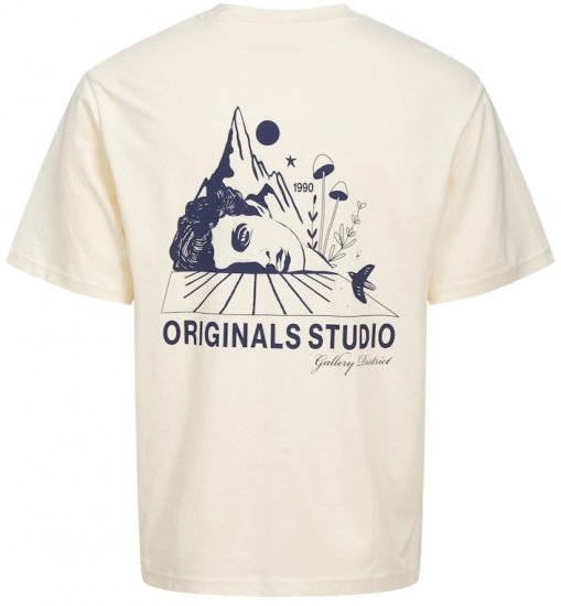 Jack & Jones Bellagio Collage Crew Neck T-Shirt Antique White - T-särgid - Suured T-särgid 2XL – 14XL