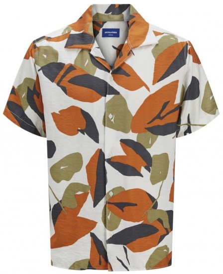 Jack & Jones Vira Marshall AOP Short Sleeve Shirt Cloud Dancer - Särgid - Meeste suured särgid 2XL – 8XL