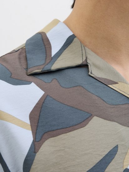 Jack & Jones Vira Marshall AOP Short Sleeve Shirt Silver Sage - Särgid - Meeste suured särgid 2XL – 8XL