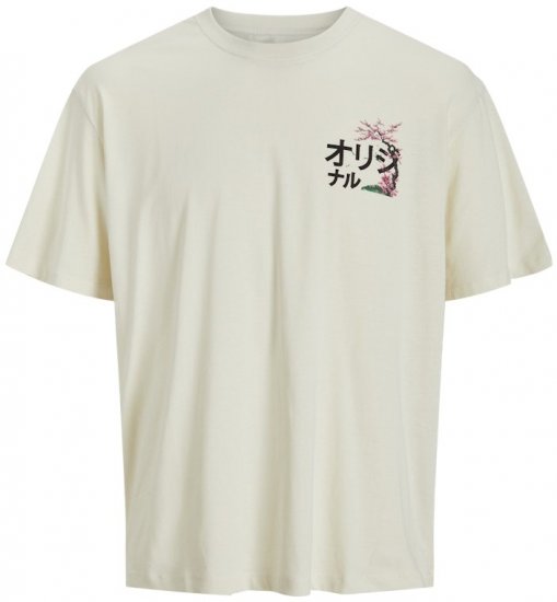 Jack & Jones Fuji Crew Neck T-Shirt Antique White - T-särgid - Suured T-särgid 2XL – 14XL