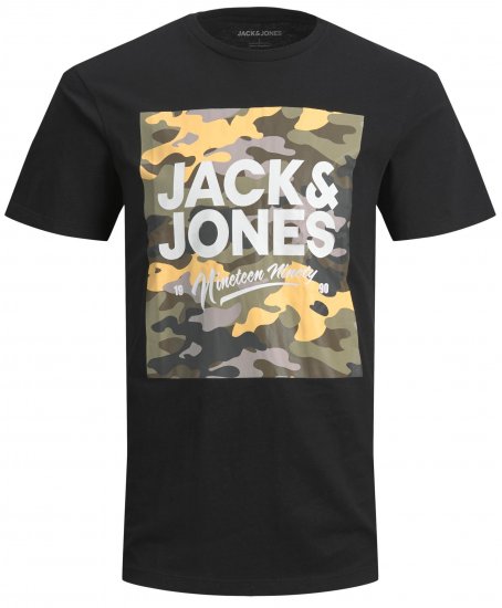 Jack & Jones JJPETE SHAPE Camo Print T-Shirt Black - T-särgid - Suured T-särgid 2XL – 14XL