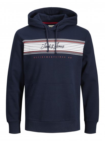 Jack & Jones JJLEO SWEAT Hoodie Navy - Sviitrid ja dressipluusid - Meeste suured kapuutsiga jakid suurustes 2XL – 14XL
