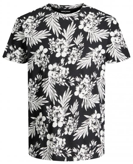 Jack & Jones JJCOASTAL AOP T-Shirt Black - T-särgid - Suured T-särgid 2XL – 14XL