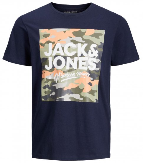 Jack & Jones JJPETE SHAPE Camo Print T-Shirt Navy - T-särgid - Suured T-särgid 2XL – 8XL