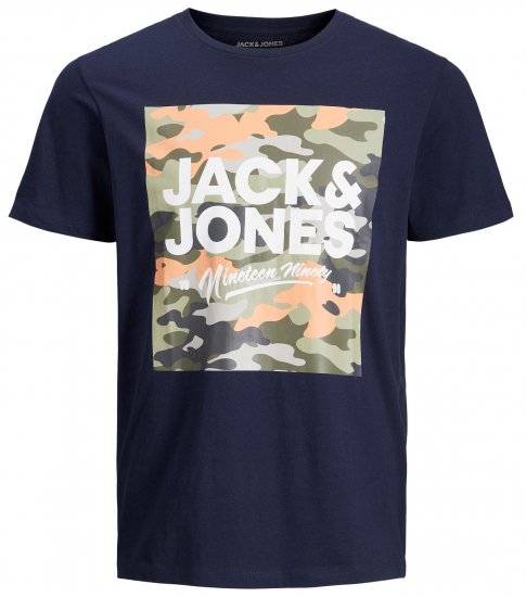 Jack & Jones JJPETE SHAPE Camo Print T-Shirt Navy - T-särgid - Suured T-särgid 2XL – 14XL