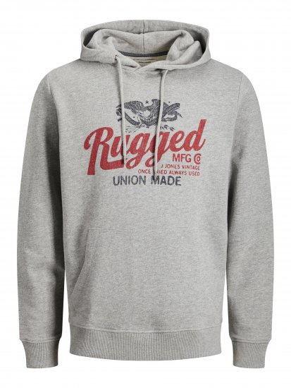Jack & Jones JJAARON Hoodie Grey - Sviitrid ja dressipluusid - Meeste suured kapuutsiga jakid suurustes 2XL – 14XL