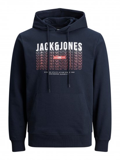 Jack & Jones JJCYBER SWEAT Hoodie Navy - Sviitrid ja dressipluusid - Meeste suured kapuutsiga jakid suurustes 2XL – 14XL