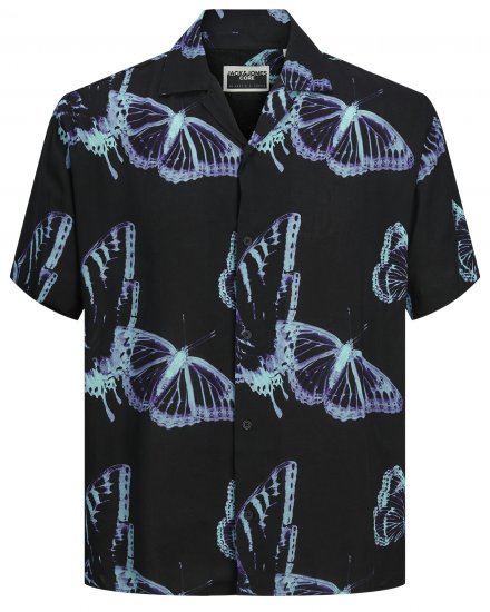 Jack & Jones JCOJEFF AOP Resort Shirt Black - Särgid - Meeste suured särgid 2XL – 8XL