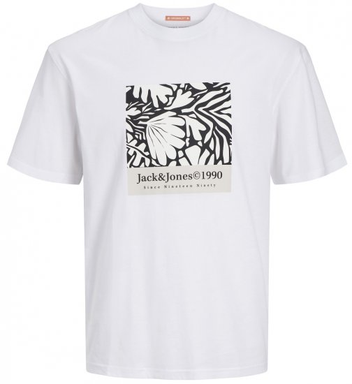  Jack & Jones JORMARBELLA AOP BRANDING T-Shirt Bright White - T-särgid - Suured T-särgid 2XL – 14XL