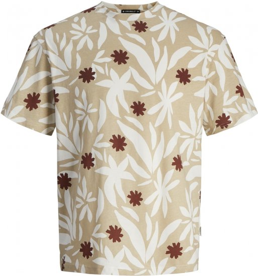 Jack & Jones JORMARBELLA AOP TEE SS CREW NECK PLS Fields Of Rye - T-särgid - Suured T-särgid 2XL – 14XL