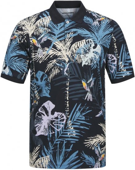 Jack & Jones Hawaii AOP Short Sleeve Polo Blue - Polosärgid - Meeste suured polosärgid 2XL – 8XL