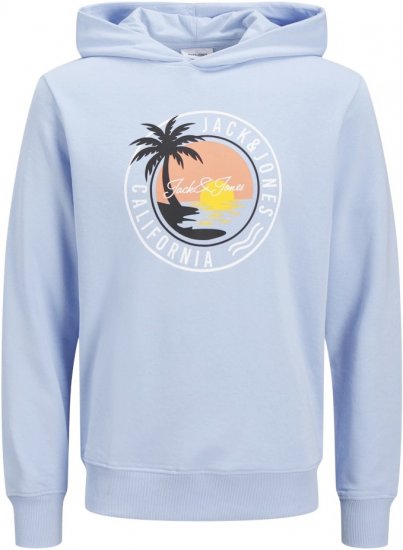 Jack & Jones Palm Hoodie Chambray Blue - Sviitrid ja dressipluusid - Meeste suured kapuutsiga jakid suurustes 2XL – 14XL