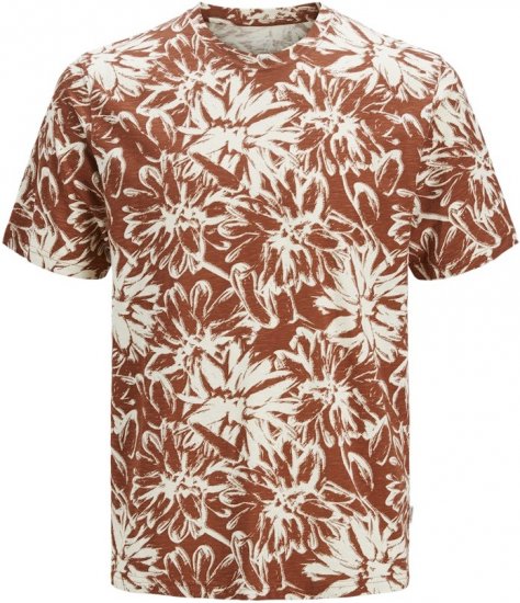 Jack & Jones Split AOP Crew Neck T-Shirt Brown - T-särgid - Suured T-särgid 2XL – 14XL