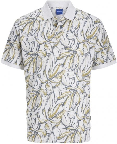 Jack & Jones Split AOP Print Polo White - Polosärgid - Meeste suured polosärgid 2XL – 8XL