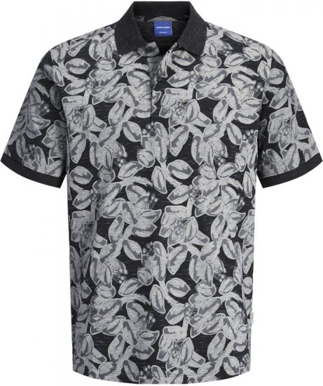 Jack & Jones Split AOP Print Polo Black - Polosärgid - Meeste suured polosärgid 2XL – 8XL