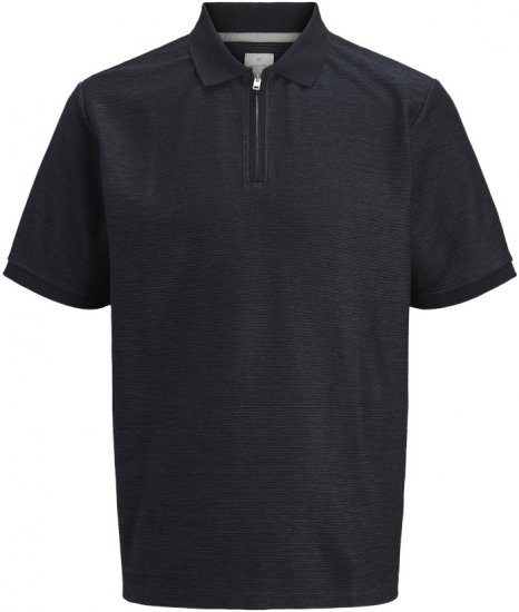Jack & Jones Ronnie Polo with Zipper Black - Polosärgid - Meeste suured polosärgid 2XL – 8XL