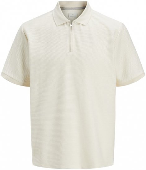 Jack & Jones Ronnie Polo with Zipper Bright White - Polosärgid - Meeste suured polosärgid 2XL – 8XL