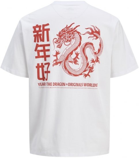 Jack & Jones Snake Dragon Crew Neck T-Shirt Bright White - T-särgid - Suured T-särgid 2XL – 14XL