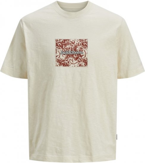 Jack & Jones Split Branding AOP Crew Neck T-Shirt Antique White - T-särgid - Suured T-särgid 2XL – 14XL