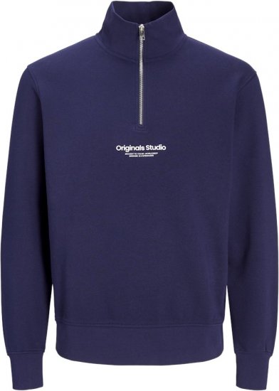 Jack & Jones Esterbro High Neck Quarter Zip Sweatshirt Ocean Cavern - Sviitrid ja dressipluusid - Meeste suured kapuutsiga jakid suurustes 2XL – 14XL
