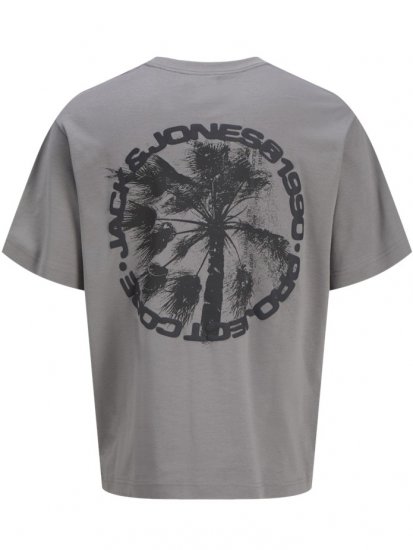 Jack & Jones Summer Sago Print Crew Neck T-Shirt Gray Flannel - T-särgid - Suured T-särgid 2XL – 14XL