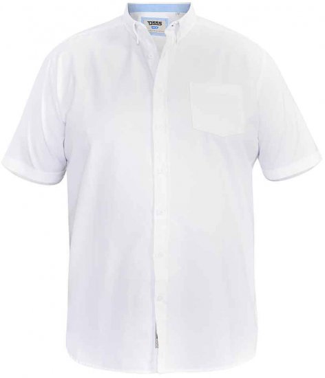 D555 James Short Sleeve Oxford Shirt White - Särgid - Meeste suured särgid 2XL – 8XL