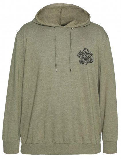 Jack & Jones Jorbrad Hoodie Dusty Olive - Sviitrid ja dressipluusid - Meeste suured kapuutsiga jakid suurustes 2XL – 14XL