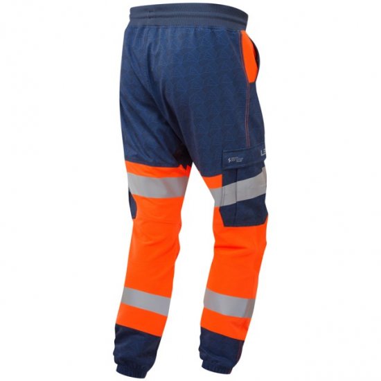 Leo Hawkridge Ecoviz High Performance 4X Stretch Trouser Hi-Vis Orange/Navy Print - Tööriided - Suured tööriided