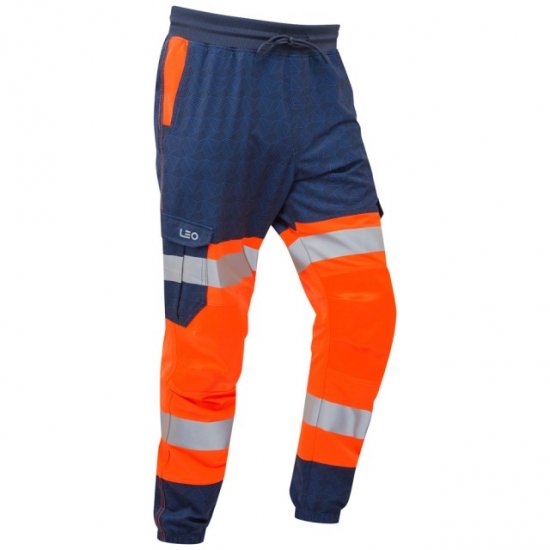 Leo Hawkridge Ecoviz High Performance 4X Stretch Trouser Hi-Vis Orange/Navy Print - Tööriided - Suured tööriided