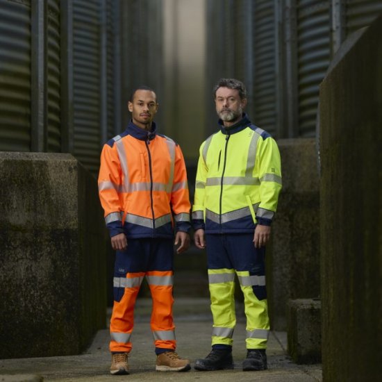 Leo Hawkridge Ecoviz High Performance 4X Stretch Trouser Hi-Vis Orange/Navy Print - Tööriided - Suured tööriided