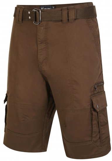 Kam Jeans 343 Cargo Stretch Shorts with Belt Khaki - Lühikesed püksid - Lühikesed Püksid suured suurused: W40-W60