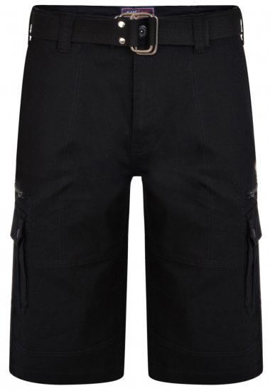 Kam Jeans 343 Cargo Stretch Shorts with Belt Black - Lühikesed püksid - Lühikesed Püksid suured suurused: W40-W60