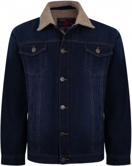 Kam Jeans 406 Sherpa Lined Denim Jacket Dark Used TALL SIZES - MEESTERIIDED MT-6XLT - Pikad meeste riided