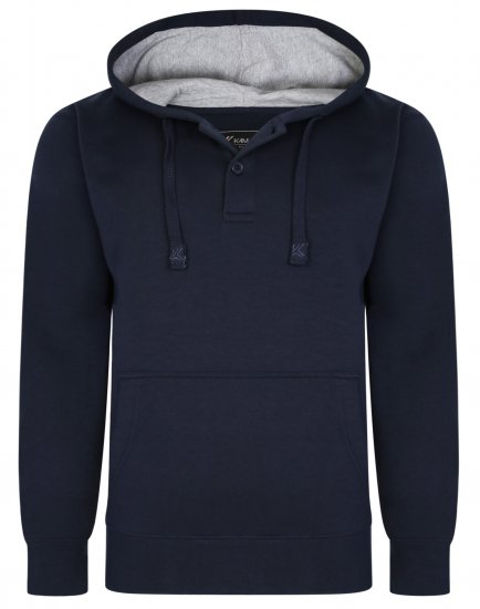 Kam Jeans 508B 1/4 Button Hoodie Navy - Sviitrid ja dressipluusid - Meeste suured kapuutsiga jakid suurustes 2XL – 14XL