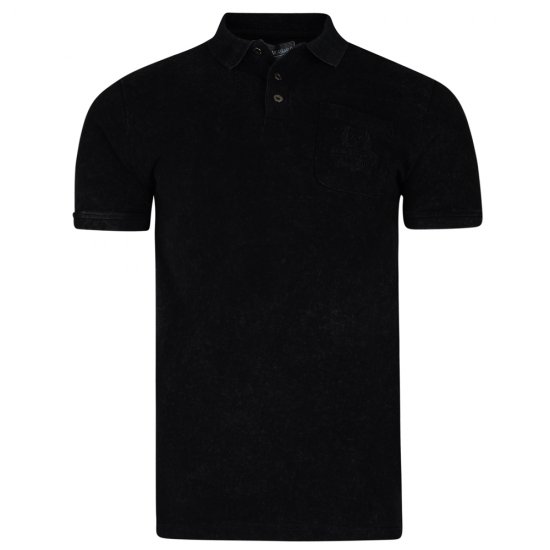 Kam Jeans 5232 Acid Wash Polo Black - Polosärgid - Meeste suured polosärgid 2XL – 8XL