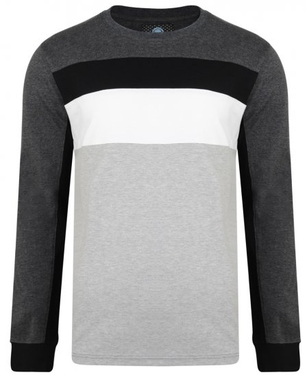 Kam Jeans 5240 Cut and Sew Long Sleeve T-shirt Grey - T-särgid - Suured T-särgid 2XL – 14XL