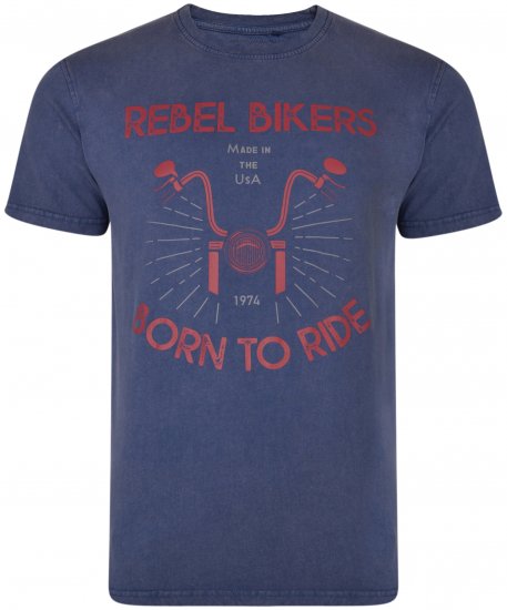 Kam Jeans 5319 Rebel Bikers T-shirt Indigo Blue - T-särgid - Suured T-särgid 2XL – 14XL