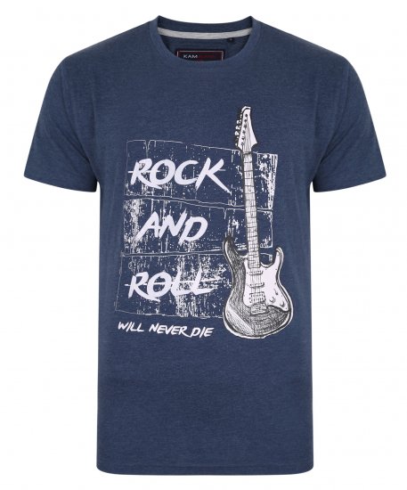 Kam Jeans 5338 Rock And Roll Tee Blue - T-särgid - Suured T-särgid 2XL – 14XL