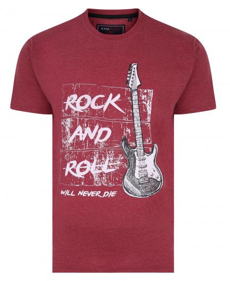 Kam Jeans 5338 Rock And Roll Tee Wine - T-särgid - Suured T-särgid 2XL – 14XL
