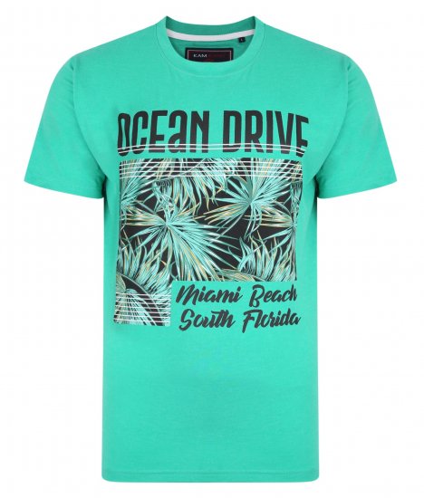 Kam Jeans Ocean Drive Crew Neck Tee Emerald - T-särgid - Suured T-särgid 2XL – 14XL