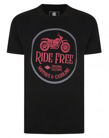 Kam Jeans Ride Free Crew Neck T-Shirt Black - T-särgid - Suured T-särgid 2XL – 14XL