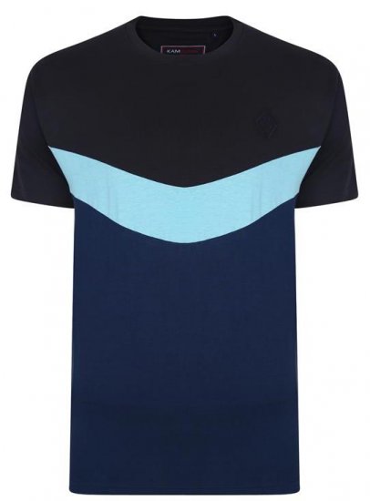 Kam Jeans Contrast Colours Crew Neck Tee Navy - T-särgid - Suured T-särgid 2XL – 14XL