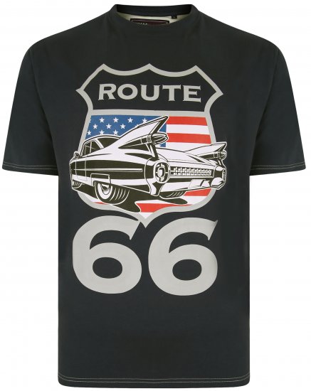 Kam Jeans 5353 Route 66 Print T-shirt Black - T-särgid - Suured T-särgid 2XL – 14XL