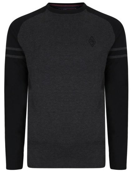 Kam Jeans 5359 LS Raglan Baseball Top Charcoal - T-särgid - Suured T-särgid 2XL – 14XL