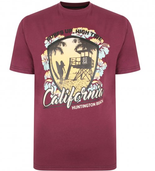 Kam Jeans 5368 California Print T-shirt Plum - T-särgid - Suured T-särgid 2XL – 14XL
