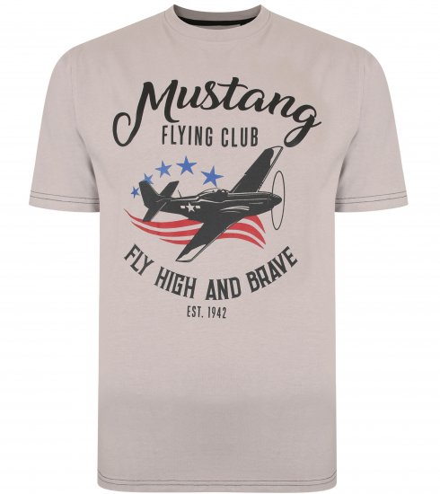 Kam Jeans Mustang Flying Club T-shirt Ash - T-särgid - Suured T-särgid 2XL – 14XL