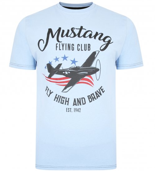 Kam Jeans Mustang Flying Club T-shirt Sky - T-särgid - Suured T-särgid 2XL – 14XL