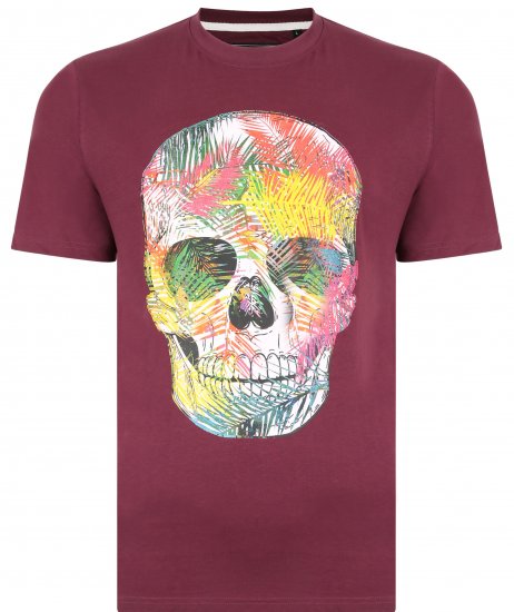 Kam Jeans 5375 Coloured Skull Print T-shirt Plum - T-särgid - Suured T-särgid 2XL – 14XL