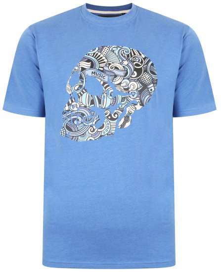Kam Jeans 5376 Music Skull Print Tee Blue - T-särgid - Suured T-särgid 2XL – 14XL