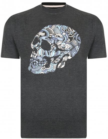 Kam Jeans 5376 Music Skull Print Tee Charcoal - T-särgid - Suured T-särgid 2XL – 14XL